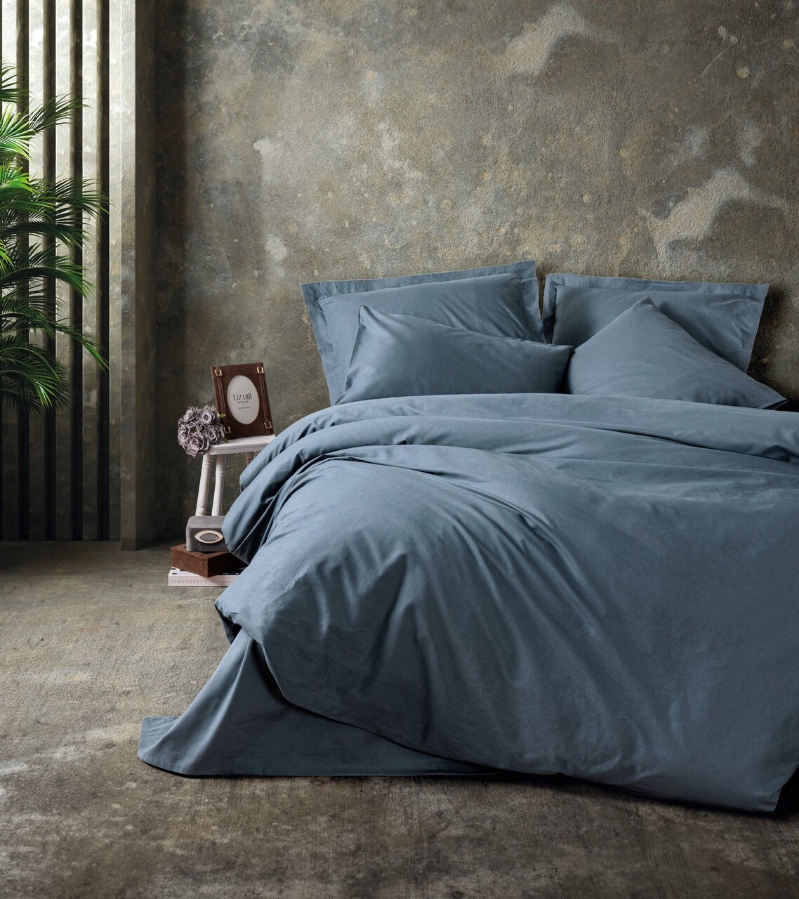 Lenjerie de pat dubla Super King (FR), L'essentiel Maison, Plain, Antracit - imagine 6